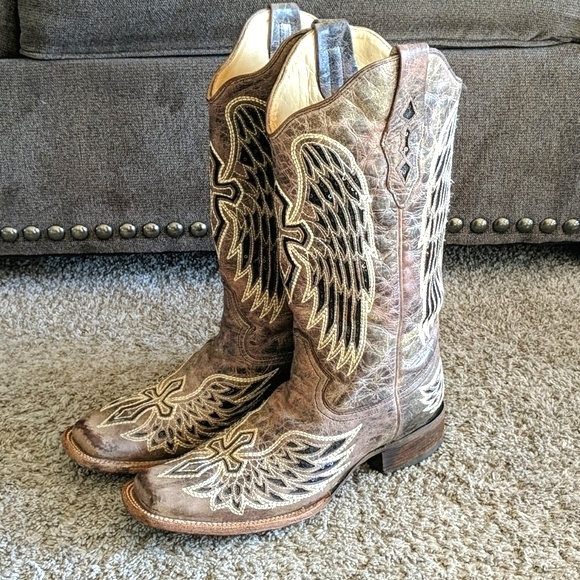 Corral Shoes - CORRAL A1197 winged cross S-toe cowgirl boots sz11